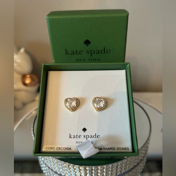 Kate Spade Gold-Tone Cubic Zirconia Heart Crystal Earrings - Picture 5 of 6